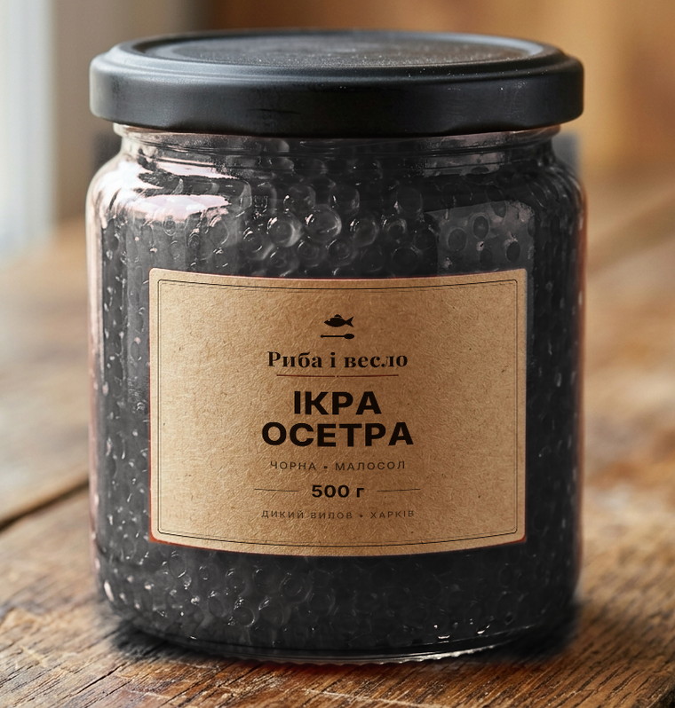 Банка чорної ікри осетра «Риба і весло», 500 г